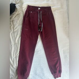 FIGS Burgandy Scrub Joggers Size XS